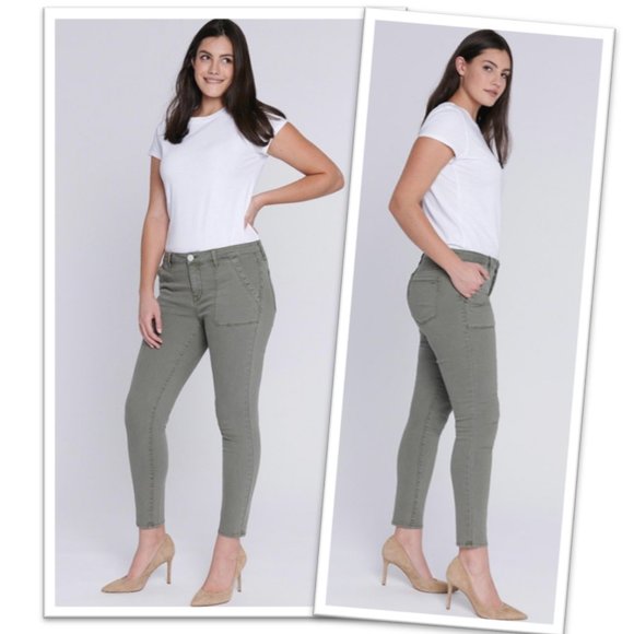 MUDD High-Rise Skinny Utility Pant - Army Green, Size 9 - Picture 14 of 16